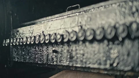 Abandoned typography. Old printing press from the times of the USSR. Stockbeeldmateriaal 169294530