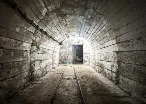 Abandoned underground coal mine workings Stockfoto's