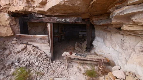 Abandoned Uranium Mine Dwelling in Wild American West Panning Shot Stock Footage 40973505