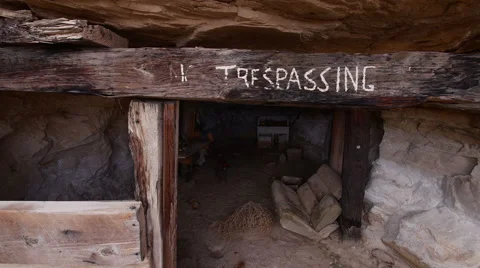 Abandoned Uranium Mine Dwelling in Wild American West No Trespassing Stock Footage 40973649
