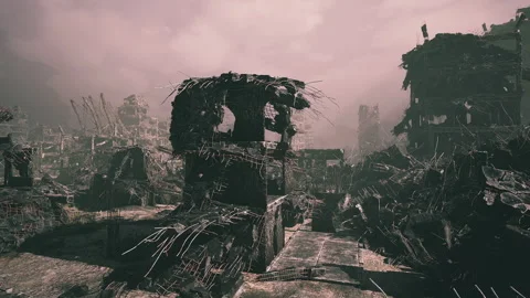 Abandoned urban landscape shows devastation after natural disaster 動画素材 331419660