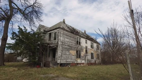 Abandoned Vacant Row Homes Arson Burned Detroit Ghetto Stock Footage