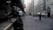 Abandoned Wall Street Stock Exchange Empty Streets And Girl Statue Of New York Stock Footage