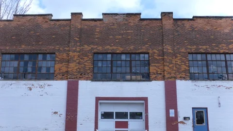 Abandoned Warehouse Front View 4K Stock Footage 128228806