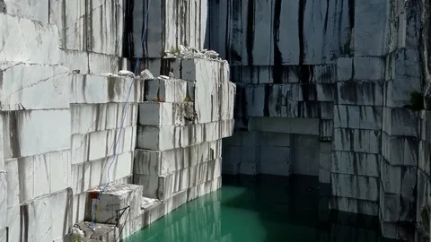 Abandoned white marble quarry Stock Footage 113825550
