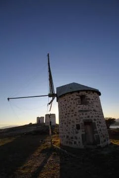 An abandoned windmill in Bodrum Stock Photos