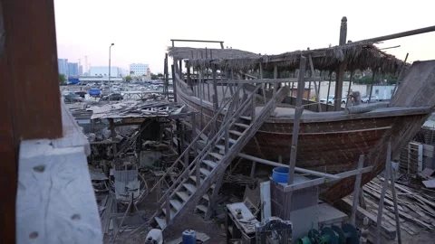 Abandoned Wooden Shipyard Stock Footage 319952379