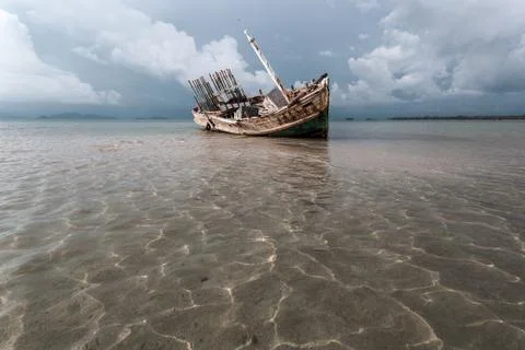 Abandoned wrecked ship Stock Photos