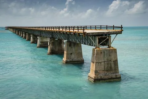 Abandonned bridge in the florida keys Stock Photos
