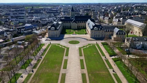 Abbaye aux Dames or Abbey women with parc Michel d'Ornano at Caen, Normandy in Stockbeeldmateriaal 308620759
