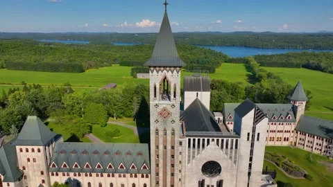 Abbaye de Saint Benoit du Lac, Memphremagog, Quebec, Canada Stock Footage 220094064