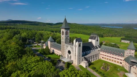 Abbaye de Saint Benoit du Lac, Memphremagog, Quebec, Canada Stock Footage 220094107