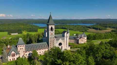 Abbaye de Saint Benoit du Lac, Memphremagog, Quebec, Canada Stock Footage 220094117