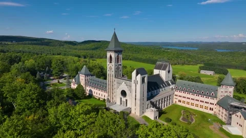 Abbaye de Saint Benoit du Lac, Memphremagog, Quebec, Canada Stock Footage 220094126