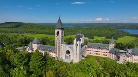 Abbaye de Saint Benoit du Lac, Memphremagog, Quebec, Canada Stock Footage 220094137