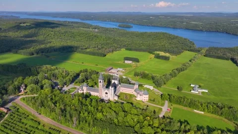 Abbaye de Saint Benoit du Lac, Memphremagog, Quebec, Canada Stock Footage 220094665