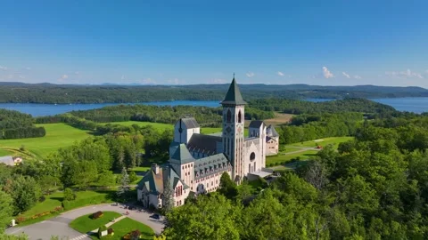 Abbaye de Saint Benoit du Lac, Memphremagog, Quebec, Canada Stock Footage 220094711