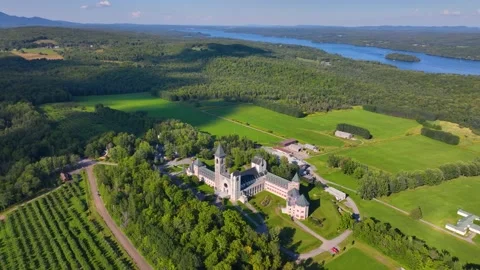 Abbaye de Saint Benoit du Lac, Memphremagog, Quebec, Canada Stock Footage 220094746
