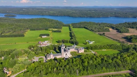 Abbaye de Saint Benoit du Lac, Memphremagog, Quebec, Canada Stock Footage 220094753