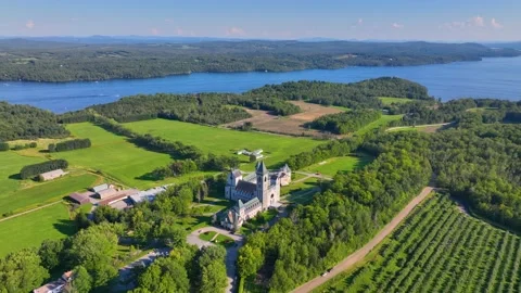 Abbaye de Saint Benoit du Lac, Memphremagog, Quebec, Canada Stock Footage 220094931