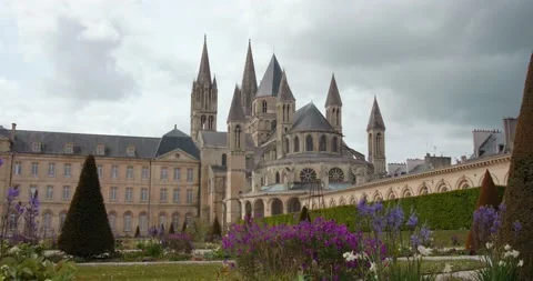 Abbey of Saint-Étienne from outside in Caen, Normandy, France. Stock Footage 155058554