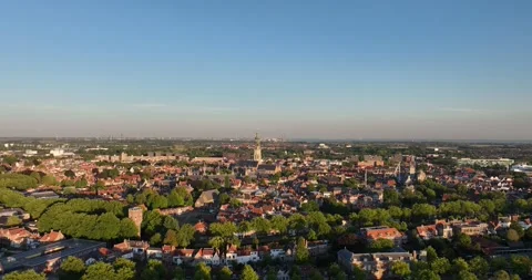The Abbey Tower 90.5 meter high church tower in the abbey complex in Middelburg Stock Footage 208122037