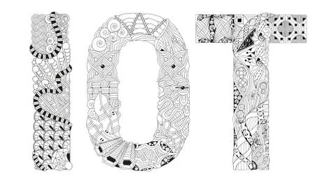 Abbreviation IOT for coloring. Vector decorative zentangle object Stock Illustration