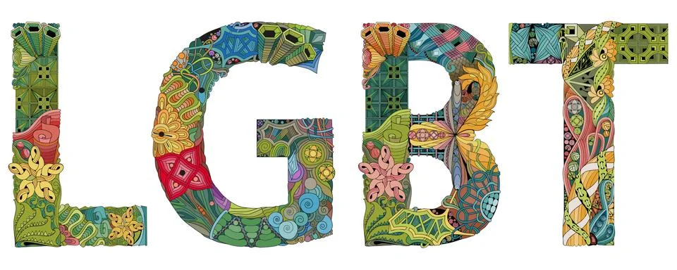 Abbreviation LGBT. Vector zentangle object for decoration Stock Illustration