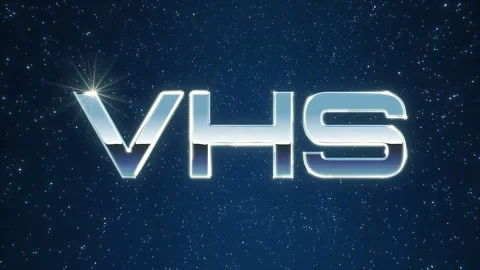Abbreviation VHS in space, nostalgic title retro text of the 80's aesthetic Stock-Footage 305515504