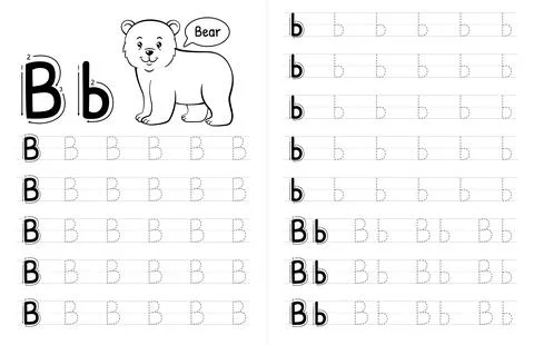 ABC AAlphabets Tracing Book Interior For Kids. Children Writing Worksheet Wit Stock Illustration
