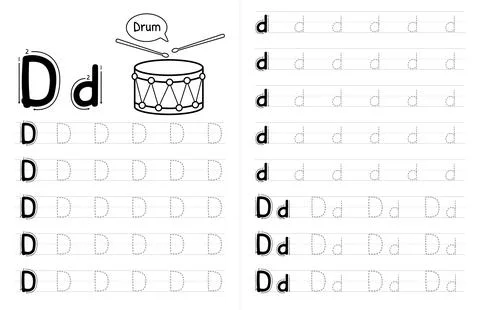 ABC AAlphabets Tracing Book Interior For Kids. Children Writing Worksheet Wit Stock Illustration