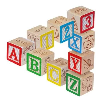 ABC alphabet blocks optical illusion, isolated on white Stock Photos