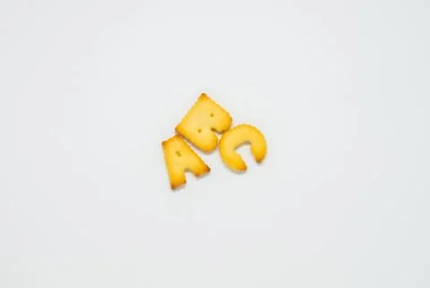 ABC alphabet cracker on white background Stock Photos