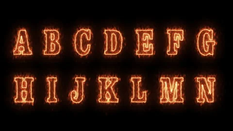 ABC Alphabet fire letters with flames animation. letter motion animation Stock Footage 269419990