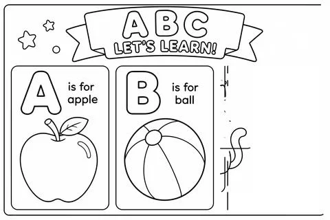 ABC Alphabet Learning Coloring Page Vector Worksheet Stock Illustration