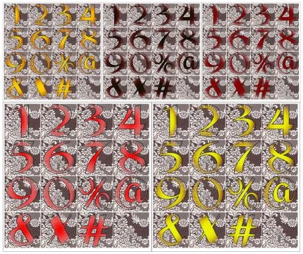 ABC Alphabet numbers lettering design set combo Illustrazione stock