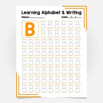 Abc Alphabet Tracing Practice. Letter B.Worksheet Educational Coloring Book.. Stock Illustration
