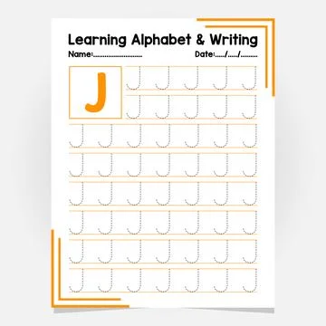 Abc Alphabet Tracing Practice. Letter J.Worksheet Educational Coloring Book.. Stock Illustration