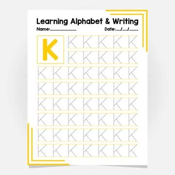 Abc Alphabet Tracing Practice. Letter K. Worksheet Educational Coloring Boo.. Stock Illustration