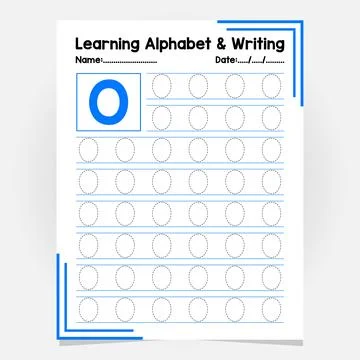 Abc Alphabet Tracing Practice. Letter O. Worksheet Educational Coloring Boo.. Stock Illustration