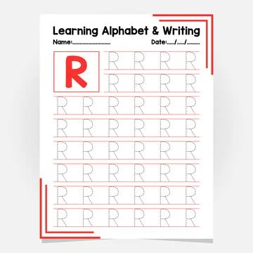 Abc Alphabet Tracing Practice. Letter R. Worksheet Educational Coloring Boo.. Stock Illustration