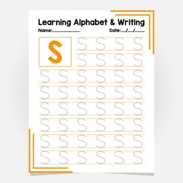 Abc Alphabet Tracing Practice. Letter S. Worksheet Educational Coloring Boo.. Stock Illustration