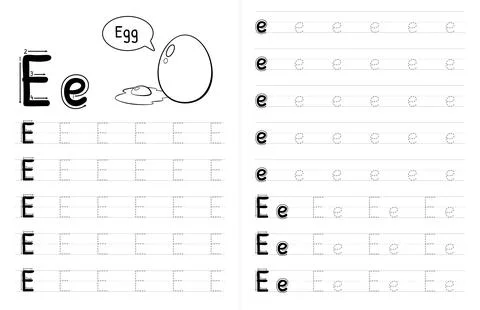 ABC Alphabets Tracing Book Interior For Kids. Children Writing Worksheet With Stock Illustration