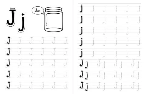 ABC Alphabets Tracing Book Interior For Kids. Children Writing Worksheet With Stock Illustration