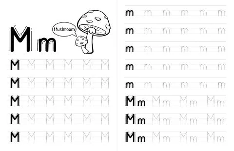 ABC Alphabets Tracing Book Interior For Kids. Children Writing Worksheet With Stock Illustration