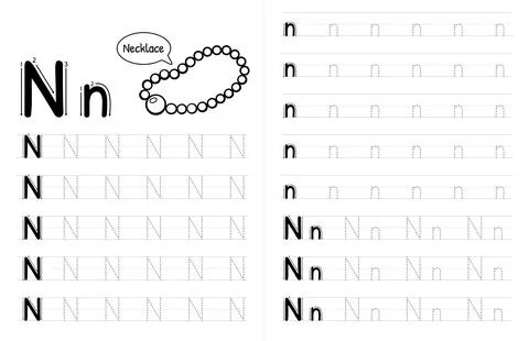 ABC Alphabets Tracing Book Interior For Kids. Children Writing Worksheet With Stock Illustration