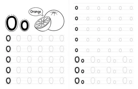 ABC Alphabets Tracing Book Interior For Kids. Children Writing Worksheet With Stock Illustration