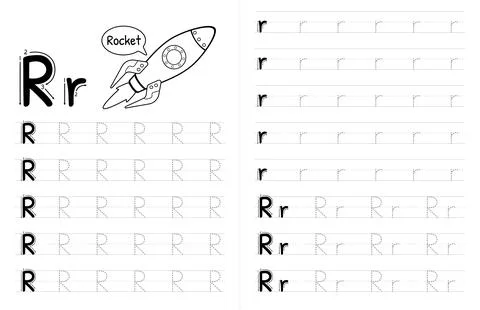 ABC Alphabets Tracing Book Interior For Kids. Children Writing Worksheet With Stock Illustration