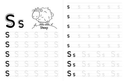 ABC Alphabets Tracing Book Interior For Kids. Children Writing Worksheet With Stock Illustration