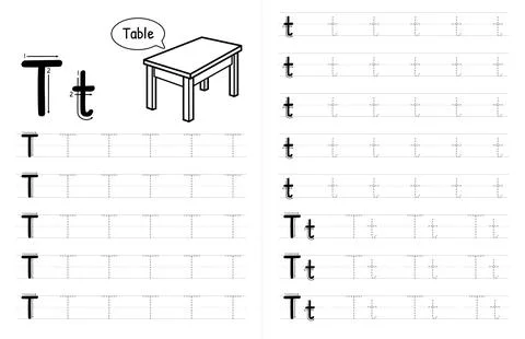 ABC Alphabets Tracing Book Interior For Kids. Children Writing Worksheet With Stock Illustration